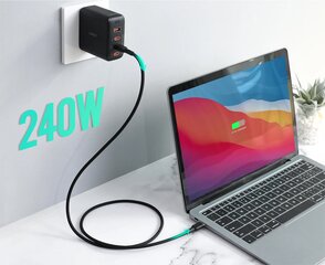 AUKEY CB-SCC241 USB-C Power Delivery PD 240W 5A 20V 1m Nylon Juoda kaina ir informacija | Kabeliai ir laidai | pigu.lt