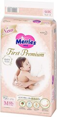 Merries First Premium Sauskelnė M 6-11kg 48vnt kaina ir informacija | Merries Išparduotuvė | pigu.lt