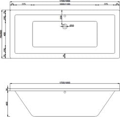 Vonia Mexen Cube su apdaila, 180x80 cm kaina ir informacija | Vonios | pigu.lt