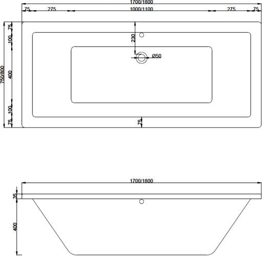 Vonia Mexen Cube su apdaila, 180x80 cm kaina ir informacija | Vonios | pigu.lt