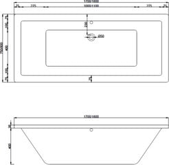 Vonia Mexen Cube su apdaila, 170x80 cm kaina ir informacija | Vonios | pigu.lt