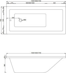 Vonia Mexen Cubik su apdaila, 170x70 cm kaina ir informacija | Vonios | pigu.lt