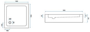 Dušo padėklas Rea Savoy su sifonu, 90x90 cm, White kaina ir informacija | Dušo padėklai | pigu.lt