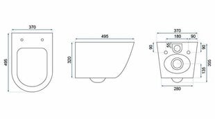 Подвесной унитаз Rea Carlo Mini Rimless Flat, Черный цвет цена и информация | Унитазы | pigu.lt