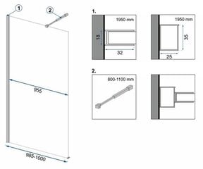 Walk-in dušo sienelė Rea Aero, Black Mat, 100 cm kaina ir informacija | Dušo durys ir sienelės | pigu.lt