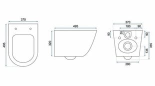 Pakabinamas klozetas Rea Carlo Mini Rimless Flat, Black Mat цена и информация | Унитазы | pigu.lt