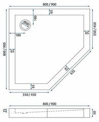 Dušo padėklas Rea Diamond su sifonu, 90x90 cm, White kaina ir informacija | Dušo padėklai | pigu.lt