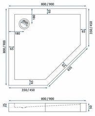 Dušo padėklas Rea Diamond su sifonu, 80x80 cm, White kaina ir informacija | Dušo padėklai | pigu.lt