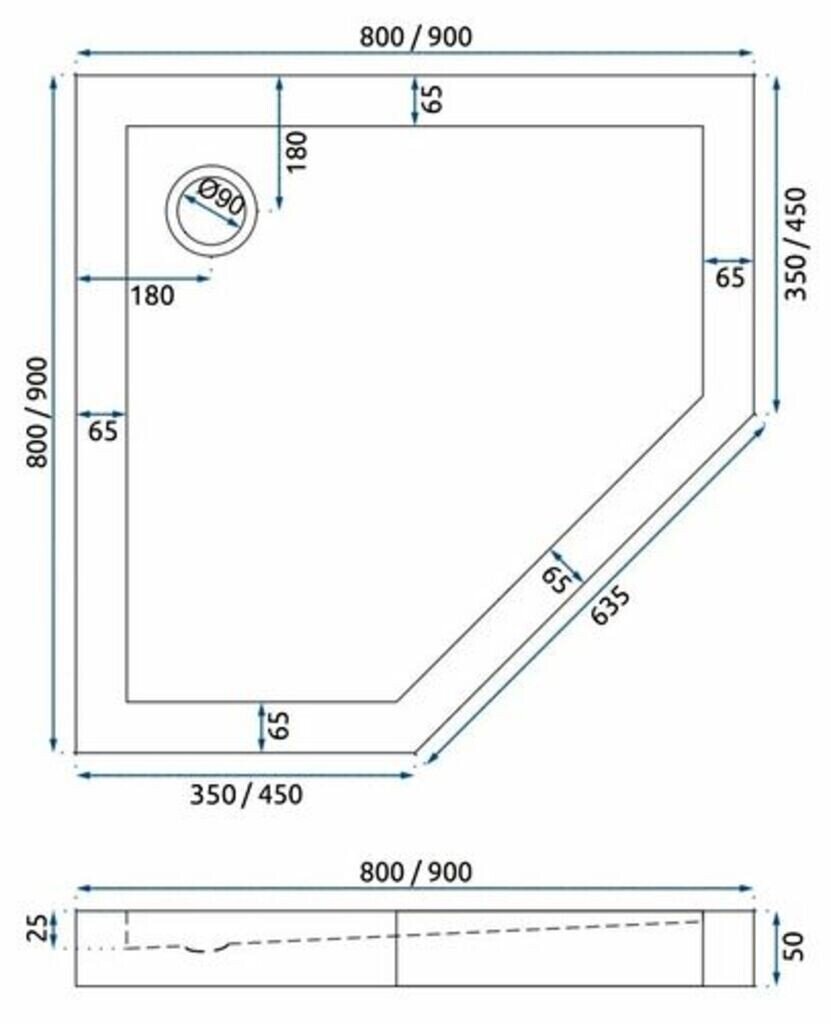 Dušo padėklas Rea Diamond su sifonu, 80x80 cm, White kaina ir informacija | Dušo padėklai | pigu.lt