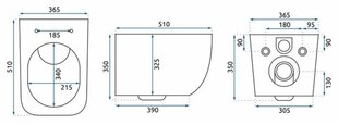 Pakabinamas klozetas REA Martin Slim Rimless Duroplast kaina ir informacija | Klozetai | pigu.lt