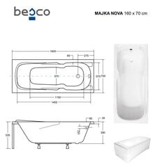 Vonia Besco Majka Nova, 160 x 70 cm цена и информация | Для ванны | pigu.lt