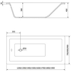 Vonia Mexen Cubik su apdaila ir stiklo sienele, 150x70 cm + 60 cm kaina ir informacija | Vonios | pigu.lt