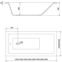 Vonia Mexen Cubik su apdaila ir stiklo sienele, 150x70 cm + 80 cm (II) kaina ir informacija | Vonios | pigu.lt