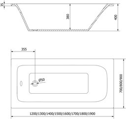 Vonia Mexen Vega su apdaila ir stiklo sienele, 160x70 cm + 60 cm kaina ir informacija | Vonios | pigu.lt