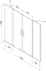 Vonios sienelė Mexen Velar Duo II, pilka, 150x150 cm цена и информация | Аксессуары для ванн, душевых кабин | pigu.lt