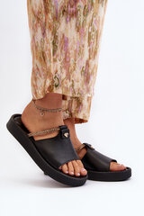 Moteriški odiniai sandalai Zazoo 2896 Black 29647-21 kaina ir informacija | Šlepetės moterims | pigu.lt