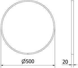 Vonios veidrodis Mexen Loft Round, 50 cm, baltas kaina ir informacija | Vonios veidrodžiai | pigu.lt