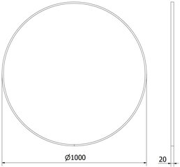 Vonios veidrodis Mexen Loft Round, 100 cm, baltas kaina ir informacija | Vonios veidrodžiai | pigu.lt