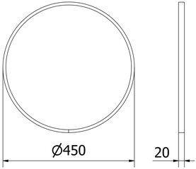 Vonios veidrodis Mexen Loft Round, 45 cm, juodas kaina ir informacija | Vonios veidrodžiai | pigu.lt