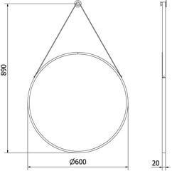 Vonios veidrodis Mexen String juodas, 60 cm kaina ir informacija | Vonios veidrodžiai | pigu.lt