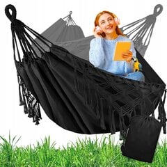 Dvivietis sodo hamakas Boho XXL 270x150 см черный цена и информация | Гамаки | pigu.lt