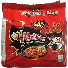 Japoniški makaronai Ramen Samyang Hot Chicken, 140g x 5 vnt. kaina ir informacija | Sriubos, sultiniai | pigu.lt