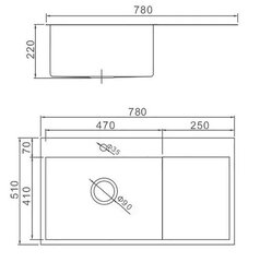 78x51см Кухонная мойка Wisent W37851B-L, графитного цвета, из нержавеющей стали цена и информация | Раковины на кухню | pigu.lt