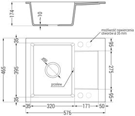 Granitinė virtuvinė plautuvė Mexen Enzo su sifonu, Beige+Black, 576 x 465 mm цена и информация | Раковины на кухню | pigu.lt