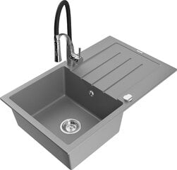 Granitinė virtuvinė plautuvė Mexen Bruno su maišytuvu ir sifonu, Grey/Black/Chrome цена и информация | Раковины на кухню | pigu.lt