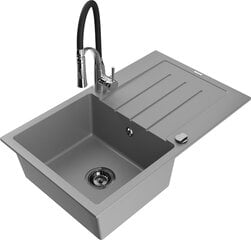 Granitinė virtuvinė plautuvė Mexen Bruno su maišytuvu ir sifonu, Grey/Black/Chrome цена и информация | Раковины на кухню | pigu.lt