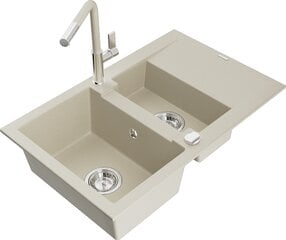 Granitinė virtuvinė plautuvė Mexen Gaspar su maišytuvu ir sifonu, Beige+Beige/Chrome цена и информация | Раковины на кухню | pigu.lt