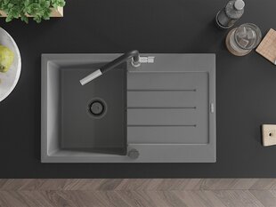 Granitinė virtuvinė plautuvė Mexen Bruno su maišytuvu ir sifonu, Grey/Black/Chrome цена и информация | Раковины на кухню | pigu.lt