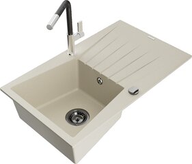 Granitinė virtuvinė plautuvė Mexen Cesar su maišytuvu ir sifonu, Beige+Black/Chrome цена и информация | Раковины на кухню | pigu.lt