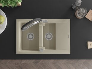 Granitinė virtuvinė plautuvė Mexen Gaspar su maišytuvu ir sifonu, Beige+Black/Chrome цена и информация | Раковины на кухню | pigu.lt