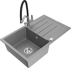 Granitinė virtuvinė plautuvė Mexen Bruno su maišytuvu ir sifonu, Grey/Black/Chrome цена и информация | Раковины на кухню | pigu.lt