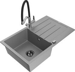 Granitinė virtuvinė plautuvė Mexen Bruno su maišytuvu ir sifonu, Grey/Black/Chrome цена и информация | Раковины на кухню | pigu.lt