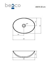 Praustuvas Besco Anya Blue Wave, 50 cm, su baltu dangteliu цена и информация | Раковины | pigu.lt