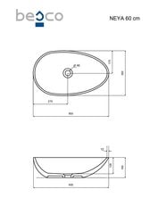Praustuvas Besco Neya Ocean Breeze, 60 cm, su baltu dangteliu цена и информация | Раковины | pigu.lt