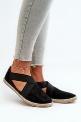 Women's Espadrilles with Elastic Straps Eco Suede Black Phaedrana 32590-21 цена и информация | Женские туфли | pigu.lt