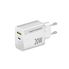 Esperanza  greitasis įkroviklis 20w usb-c pd 20w / usb-a qc 3.0 18w baltas kaina ir informacija | Krovikliai telefonams | pigu.lt