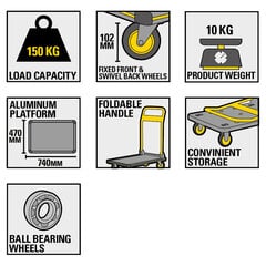 Krovinių vežimėlis, 150 kg kaina ir informacija | Mechaniniai įrankiai | pigu.lt