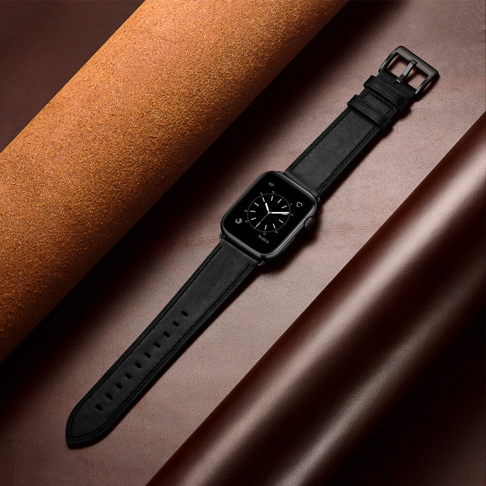 Dirželis Apyrankė skirta Apple Watch 4TechGoods modeliui ULTRA SE 9 8 7 6 5 4 3 2 1 49 45 44 42 mm Band Natūralios odos Juoda kaina ir informacija | Išmaniųjų laikrodžių ir apyrankių priedai | pigu.lt