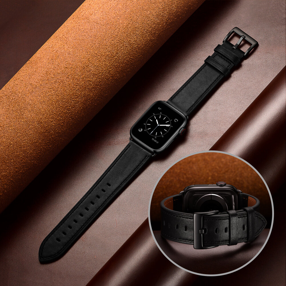 Dirželis Apyrankė skirta Apple Watch 4TechGoods modeliui ULTRA SE 9 8 7 6 5 4 3 2 1 49 45 44 42 mm Band Natūralios odos Juoda kaina ir informacija | Išmaniųjų laikrodžių ir apyrankių priedai | pigu.lt