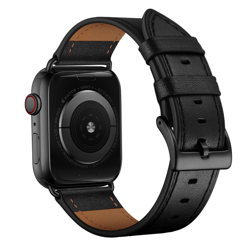 Dirželis Apyrankė skirta Apple Watch 4TechGoods modeliui ULTRA SE 9 8 7 6 5 4 3 2 1 49 45 44 42 mm Band Natūralios odos Juoda kaina ir informacija | Išmaniųjų laikrodžių ir apyrankių priedai | pigu.lt