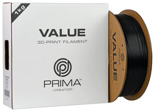 PrimaValue PLA+ 1.75mm 1kg - Black kaina ir informacija | Išmanioji technika ir priedai | pigu.lt