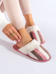 Warm white and pink striped slippers 295411581 цена и информация | Женские тапочки | pigu.lt