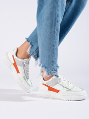 Women's lace-up sneakers on a platform made of eco-leather, white 295857662 цена и информация | Спортивная обувь, кроссовки для женщин | pigu.lt