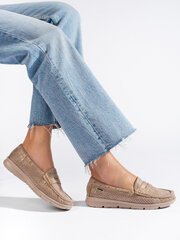 Women's gold suede moccasins 296153329 цена и информация | Женские туфли | pigu.lt