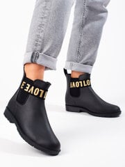 Black women's short rain boots 296171668 цена и информация | Женские резиновые сапоги | pigu.lt