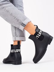 Black women's short rain boots 296171989 цена и информация | Женские резиновые сапоги | pigu.lt